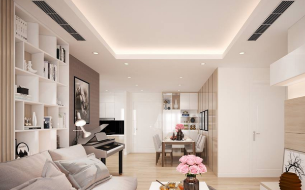 Máy lạnh nối ống gió được lắp tại phòng khách căn hộ