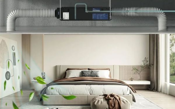 Hệ thống cấp không khí tươi âm trần tại phòng ngủ